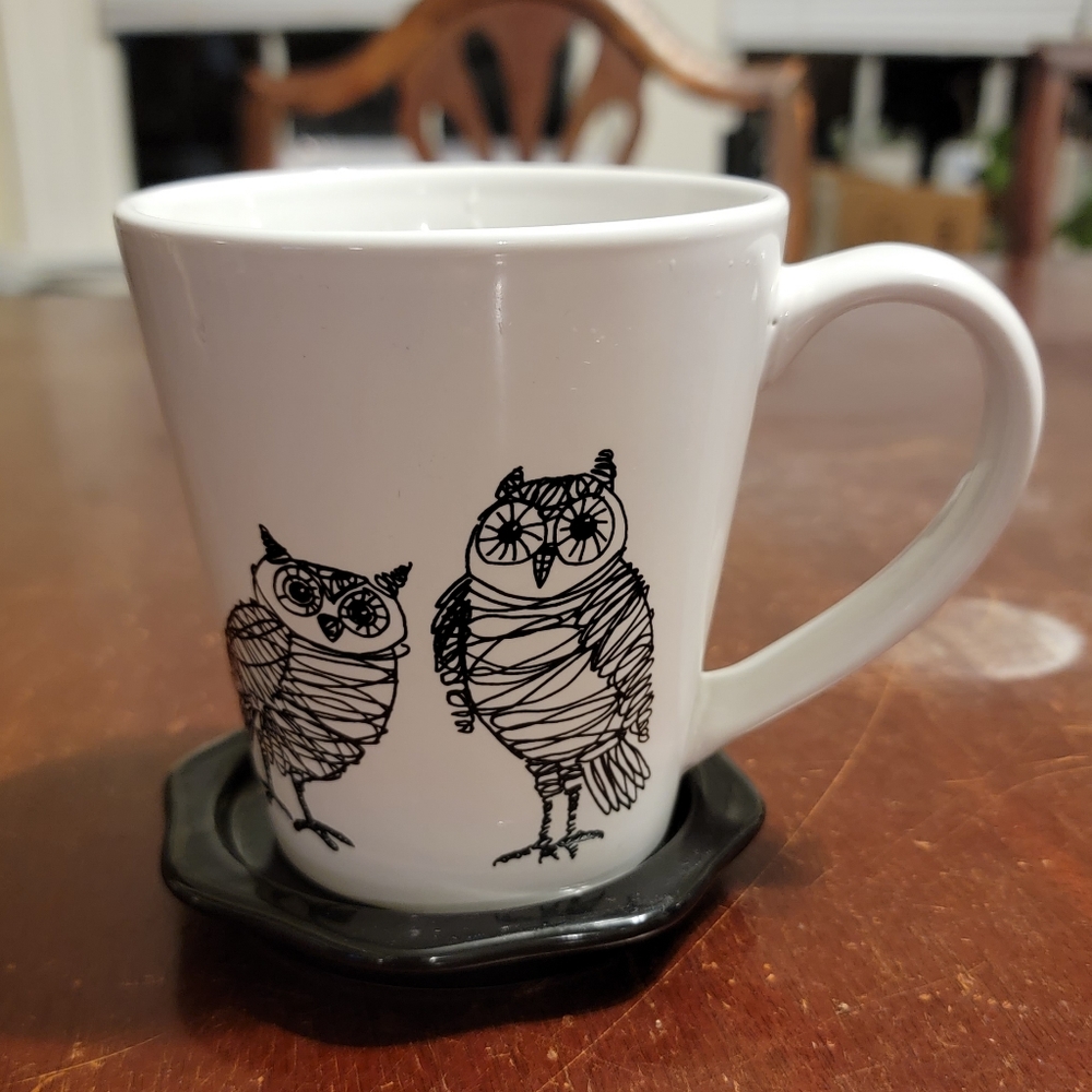 EUC Owl Sketch Mug and Saucer